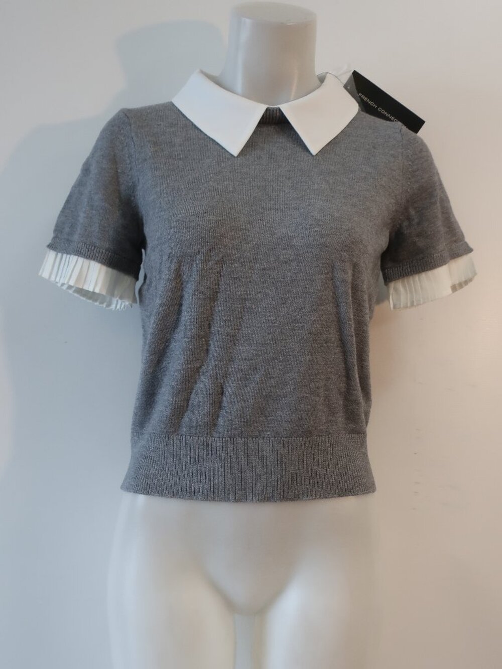 NWT Womens French Connection Grey White (Item-7) Mixed Media Pullover Sweater S - Picture 4 of 7